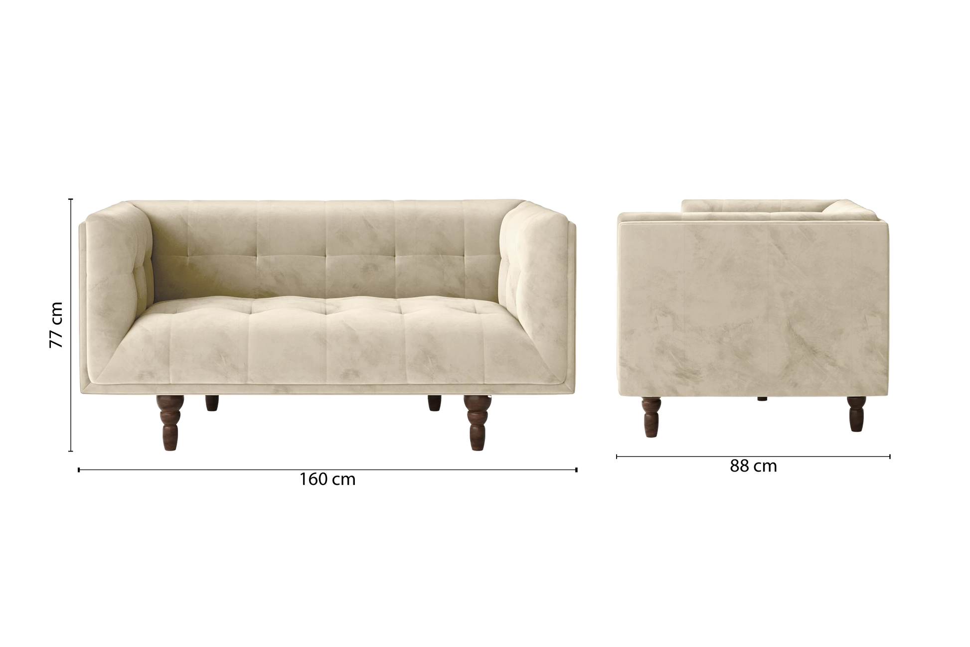 Nahant 2 Seater Sofa Cream Velvet