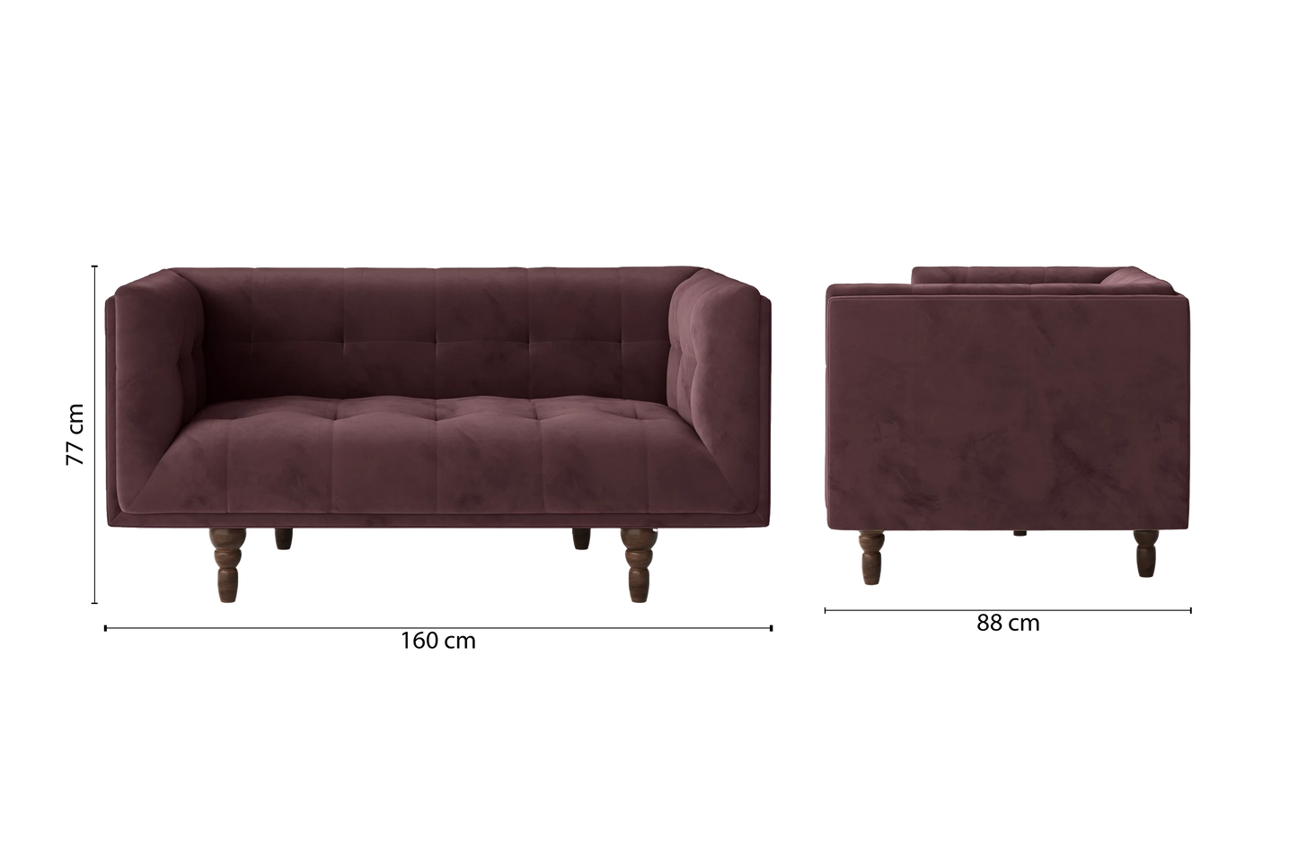 Nahant 2 Seater Sofa Grape Velvet