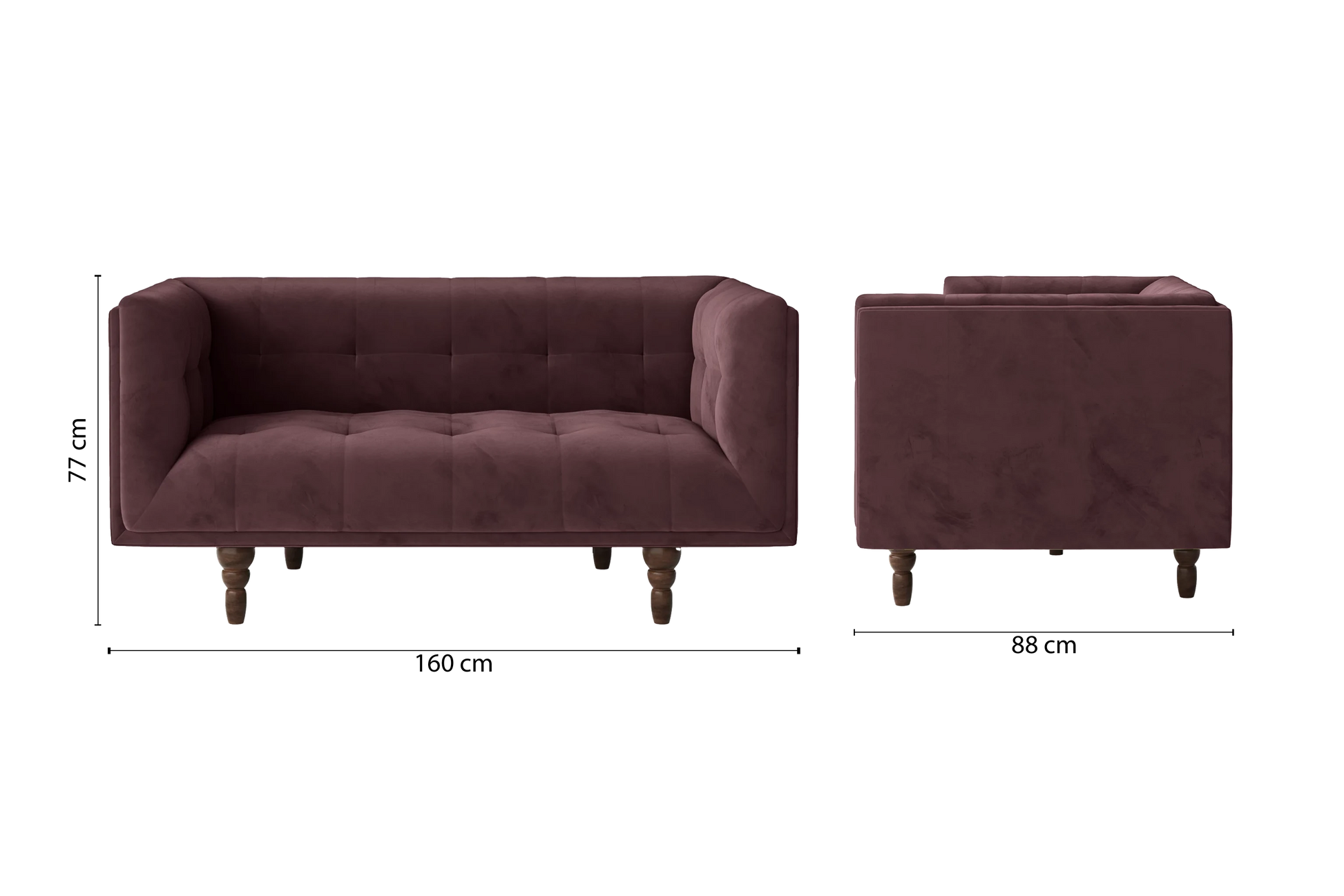 Nahant 2 Seater Sofa Grape Velvet