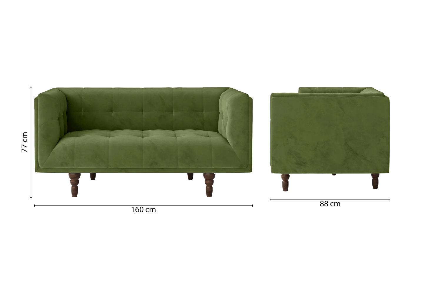 Nahant 2 Seater Sofa Lime Velvet