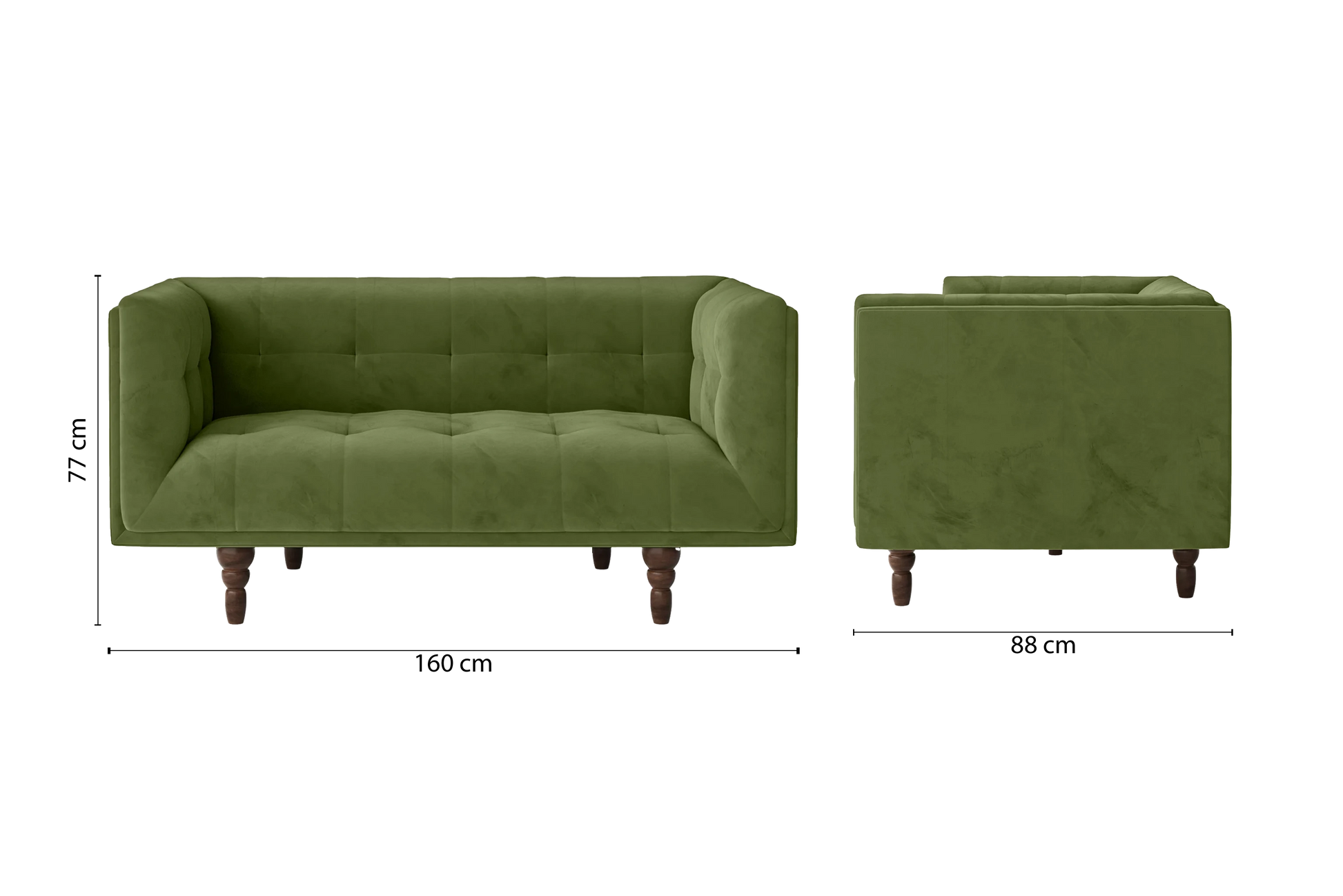 Nahant 2 Seater Sofa Lime Velvet