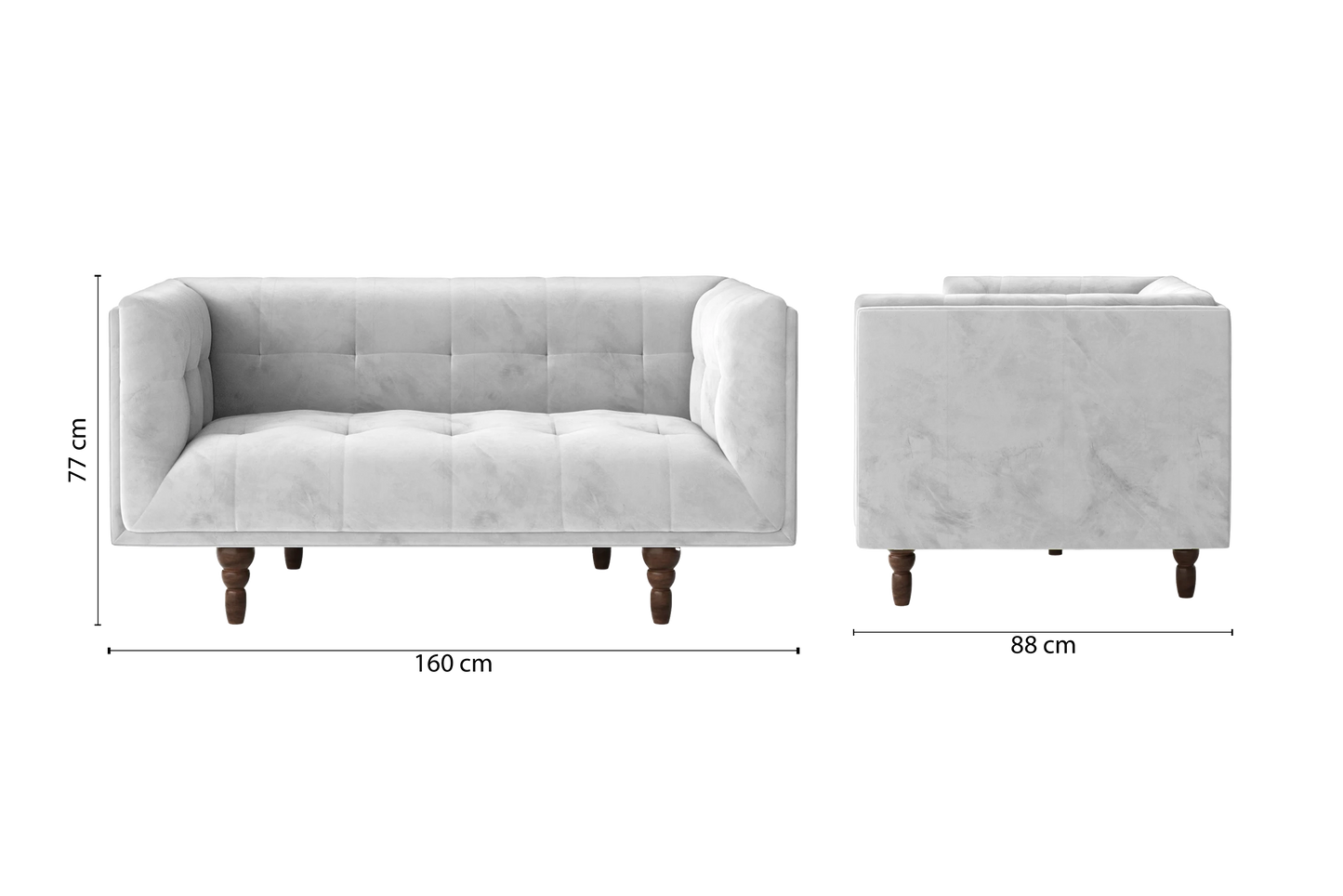 Nahant 2 Seater Sofa White Velvet