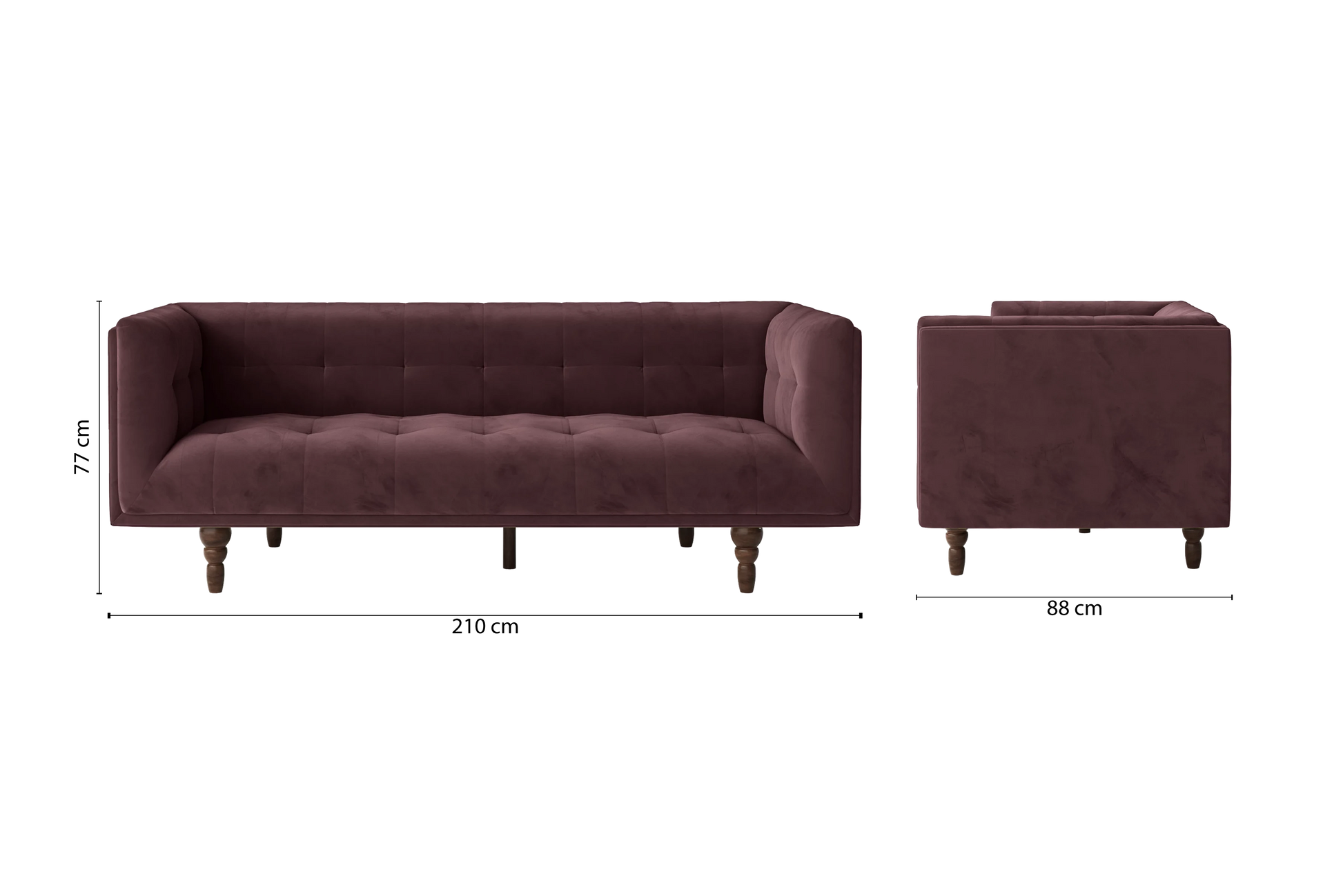 Nahant 3 Seater Sofa Grape Velvet