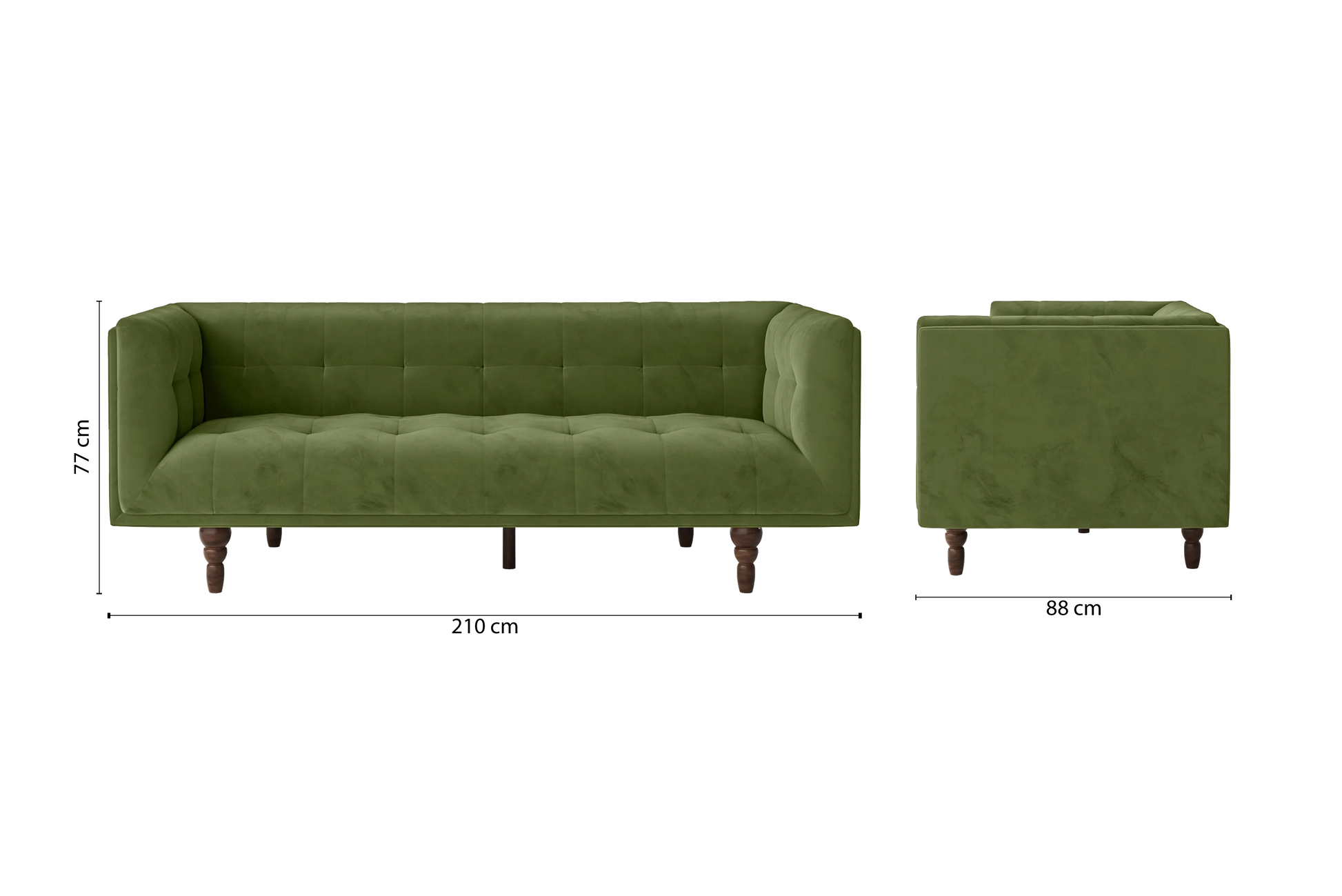 Nahant 3 Seater Sofa Lime Velvet