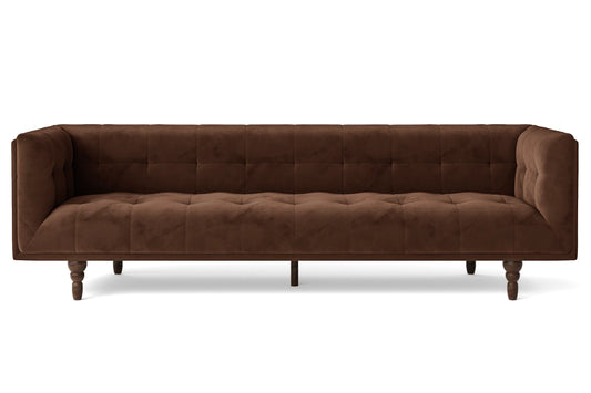 Nahant 4 Seater Sofa Coffee Brown Velvet