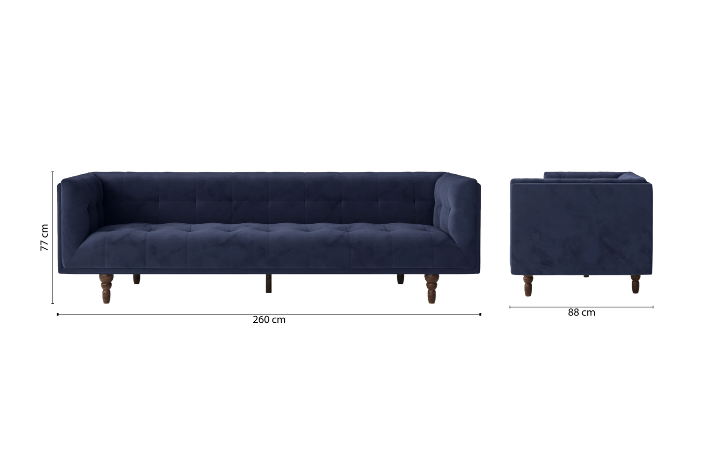 Nahant 4 Seater Sofa Dark Blue Velvet