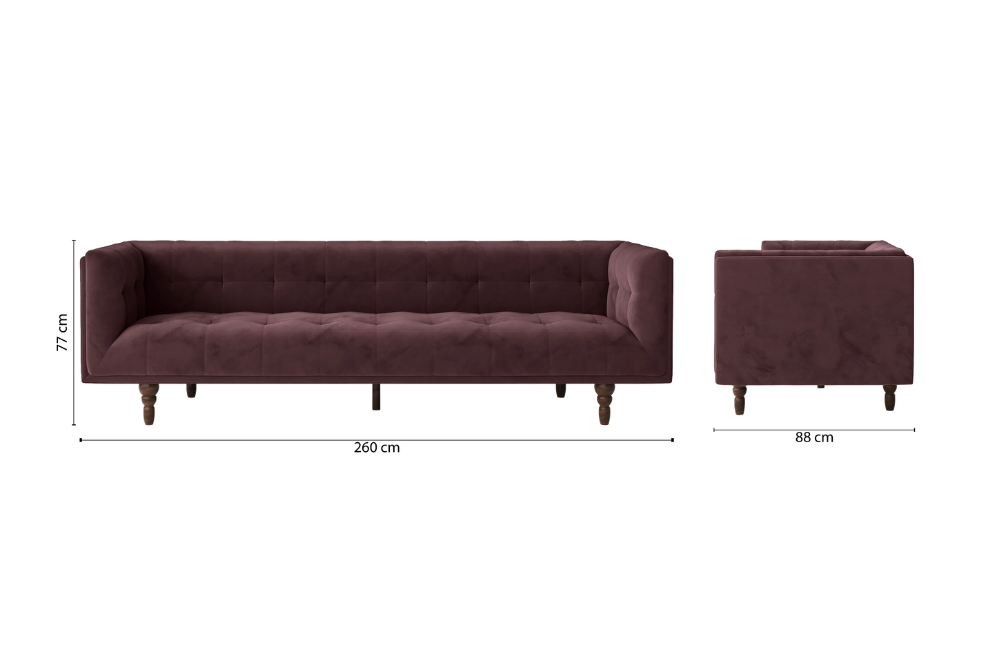 Nahant 4 Seater Sofa Grape Velvet