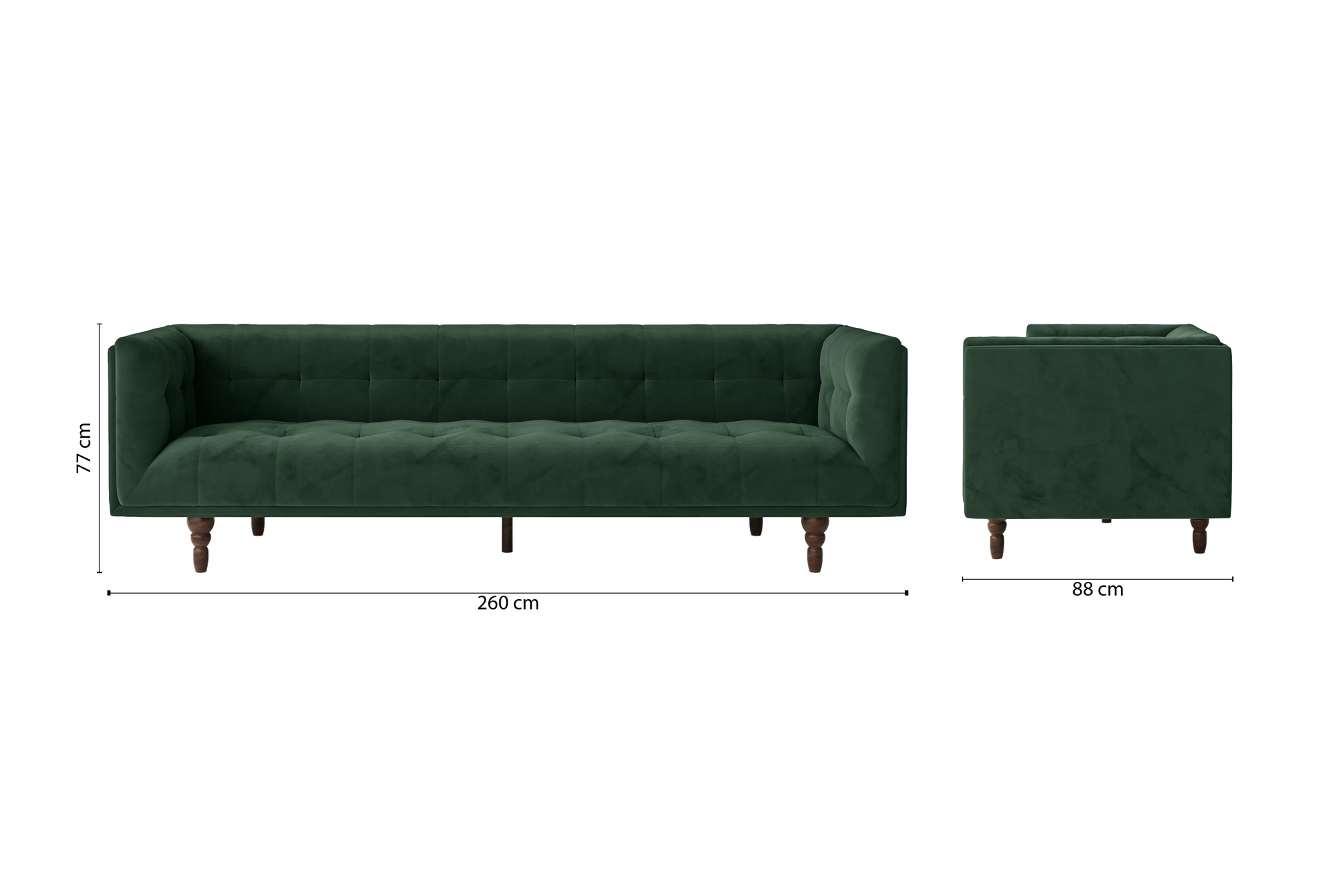 Nahant 4 Seater Sofa Green Velvet