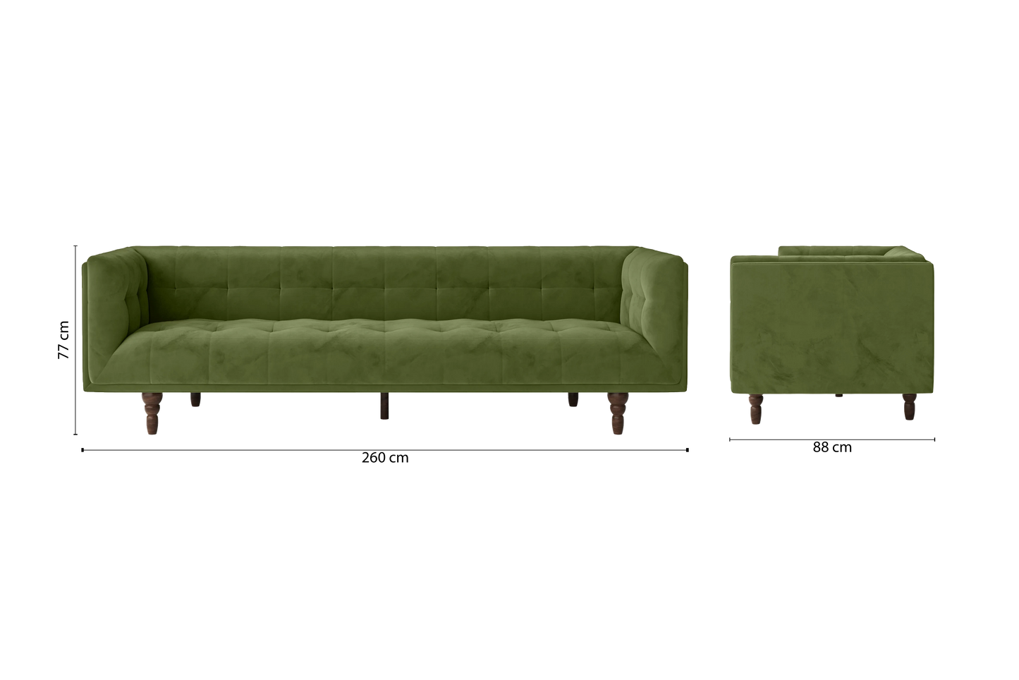 Nahant 4 Seater Sofa Lime Velvet