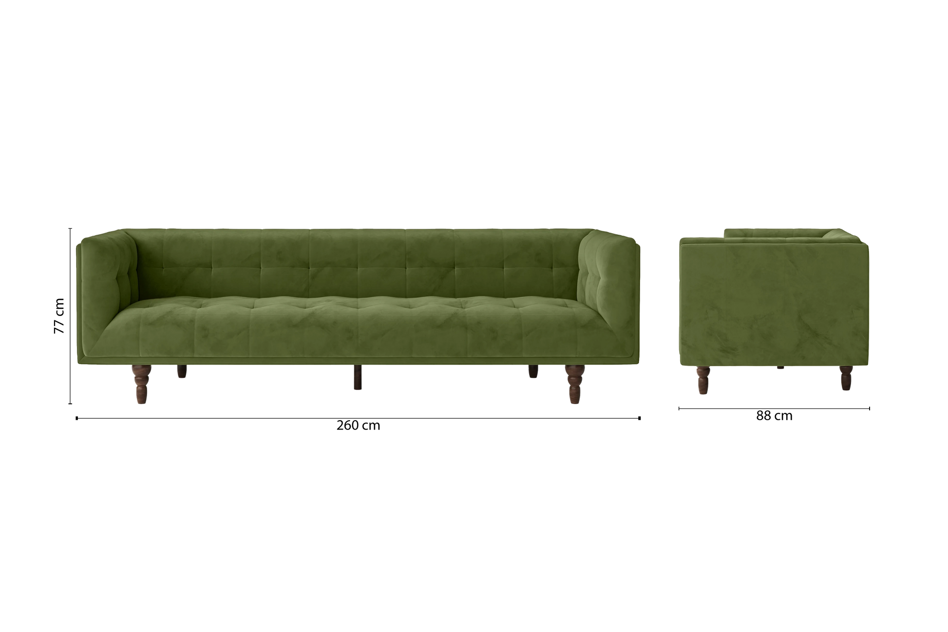 Nahant 4 Seater Sofa Lime Velvet