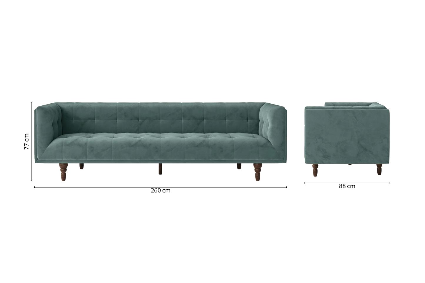 Nahant 4 Seater Sofa Teal Velvet