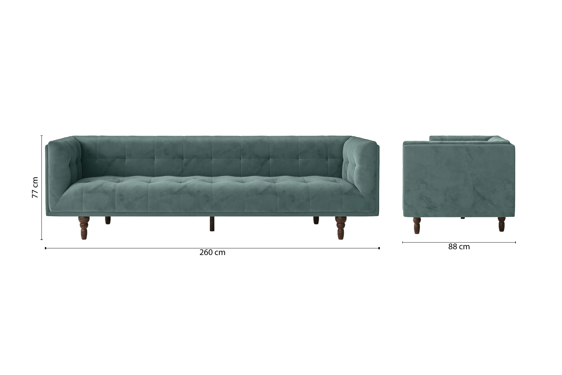 Nahant 4 Seater Sofa Teal Velvet