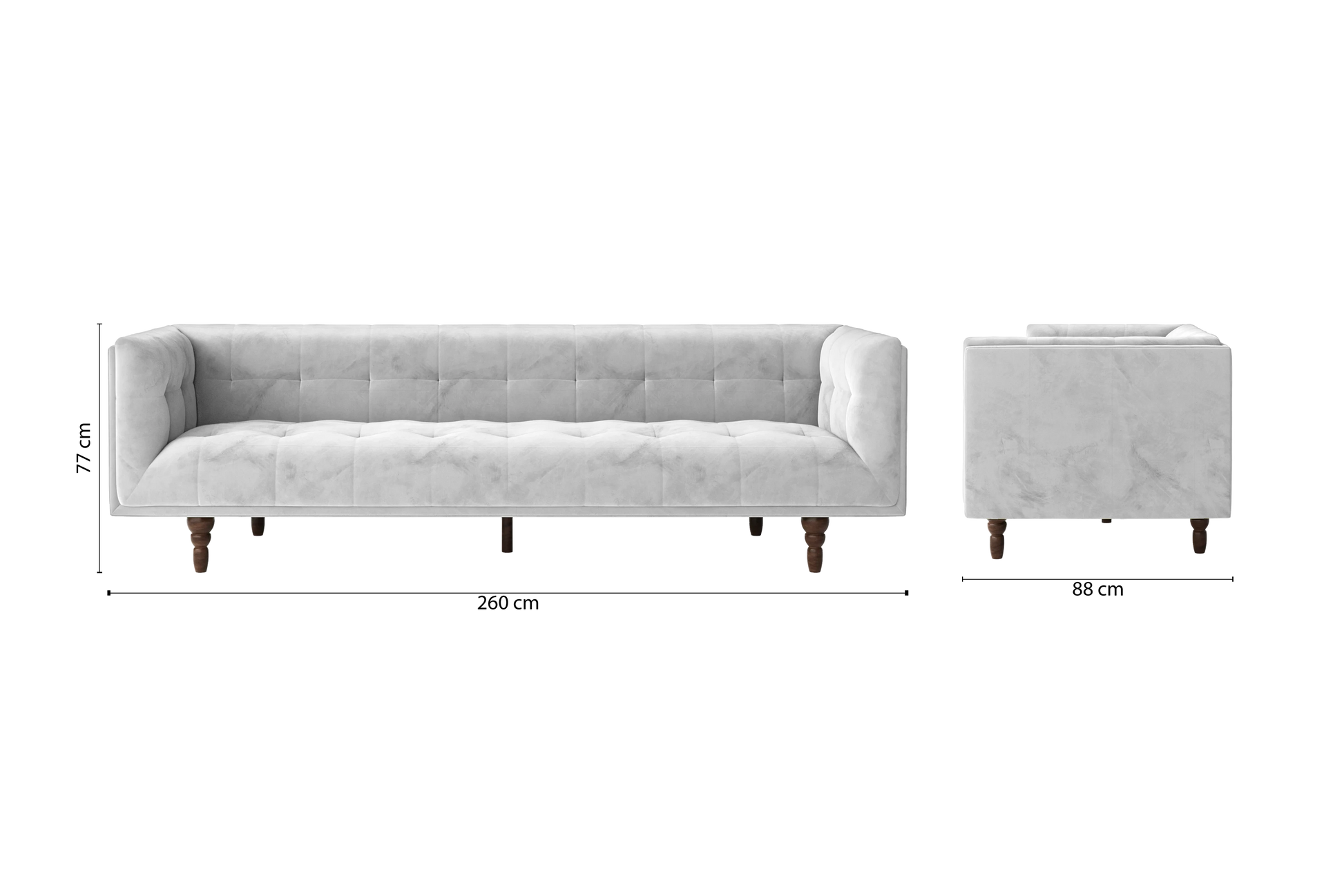 Nahant 4 Seater Sofa White Velvet