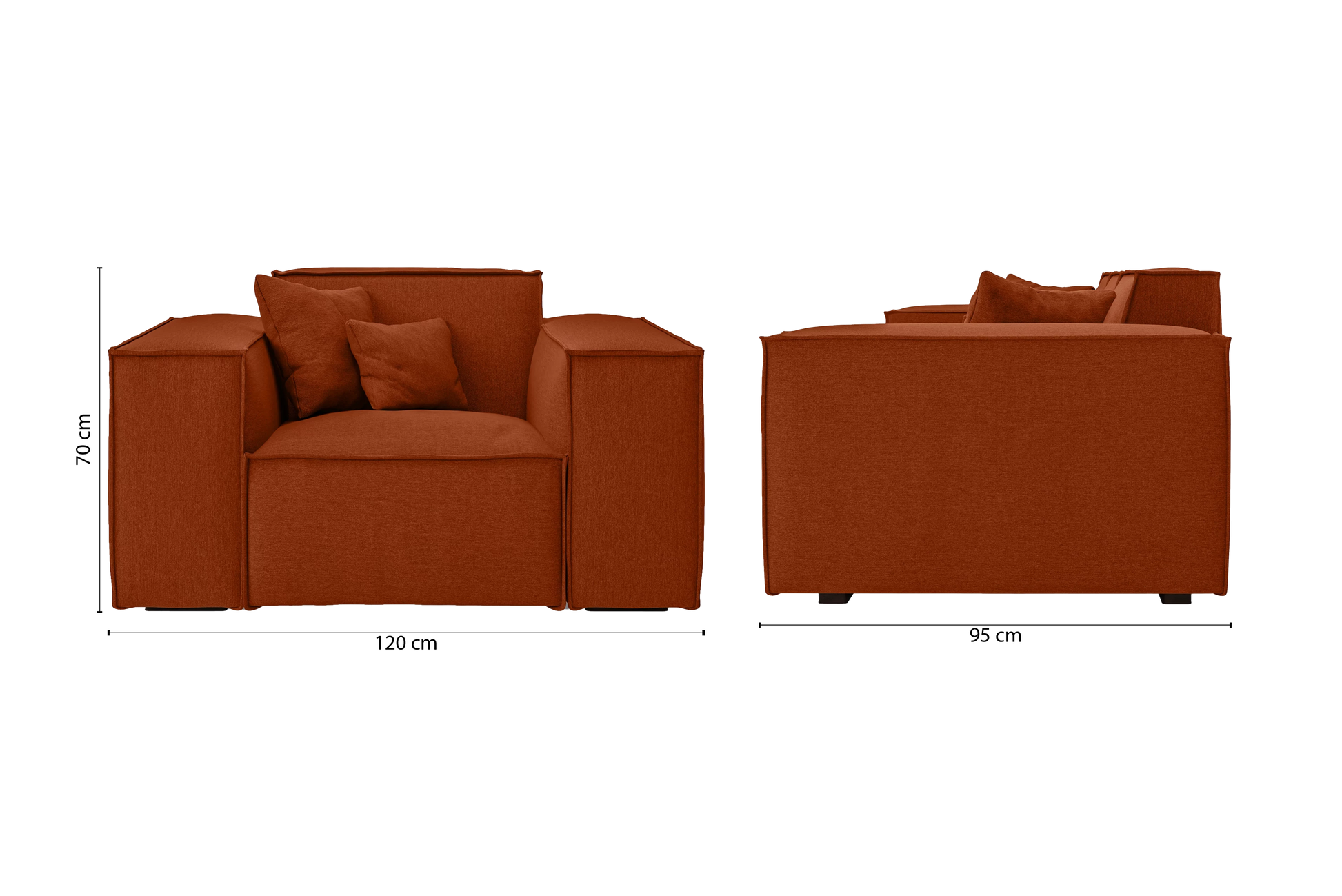 Naples Armchair Orange Linen Fabric