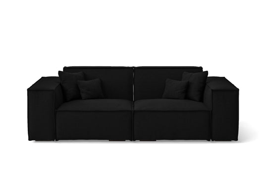 Naples 2 Seater Sofa Black Linen Fabric