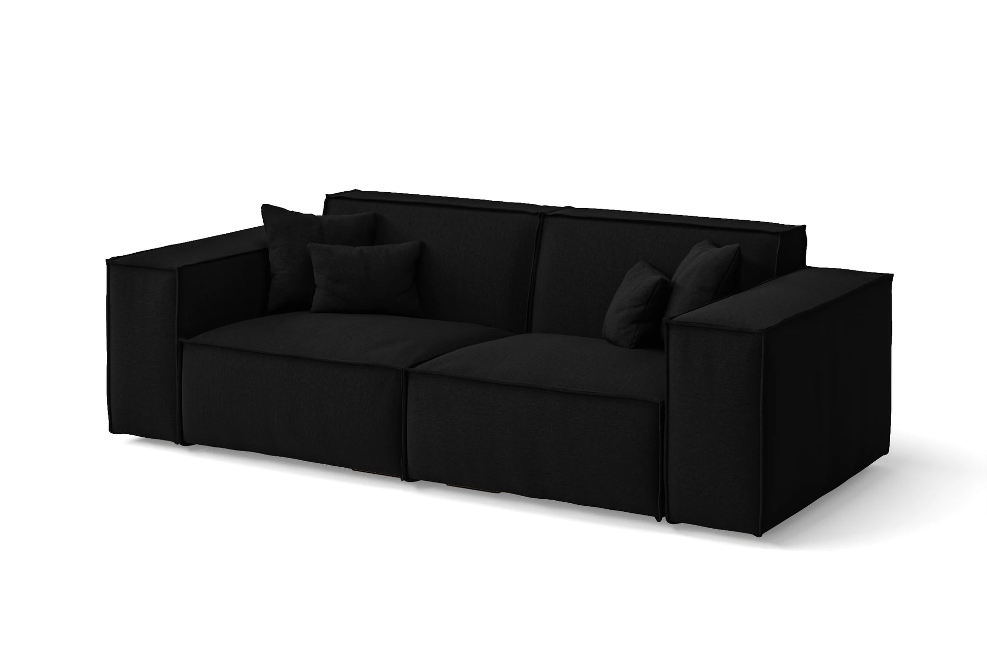 Naples 2 Seater Sofa Black Linen Fabric