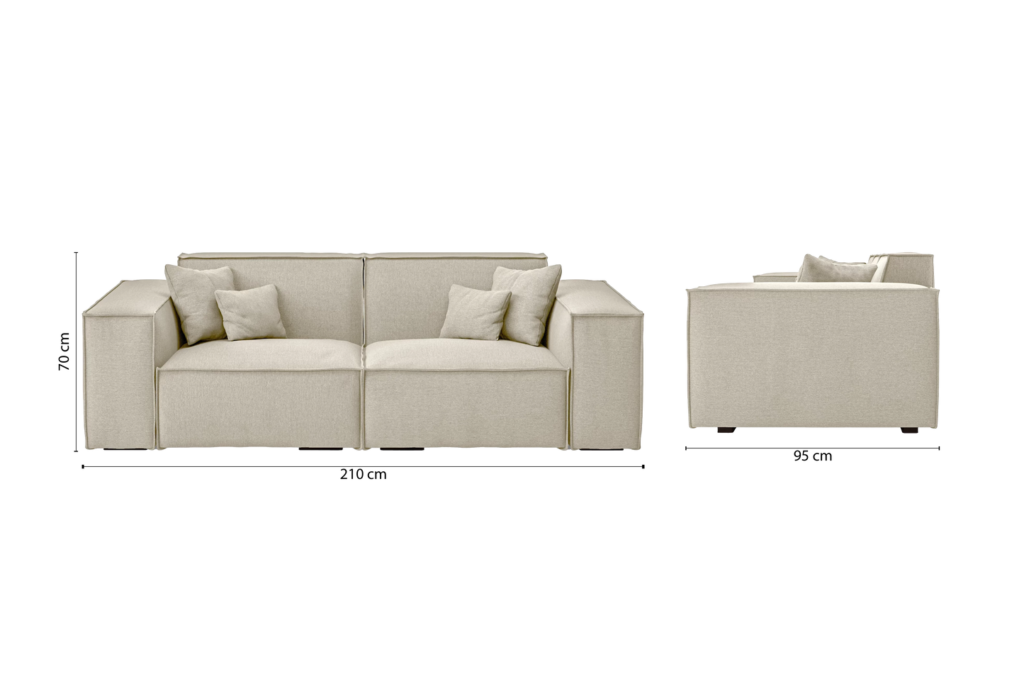 Naples 2 Seater Sofa Cream Linen Fabric