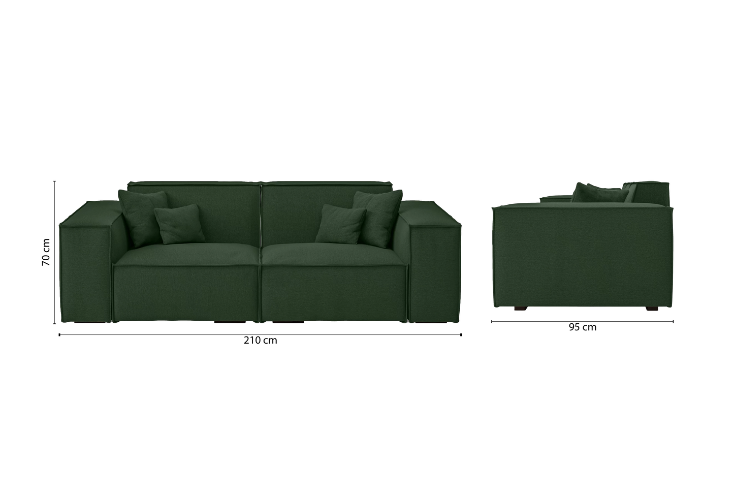 Naples 2 Seater Sofa Forest Green Linen Fabric