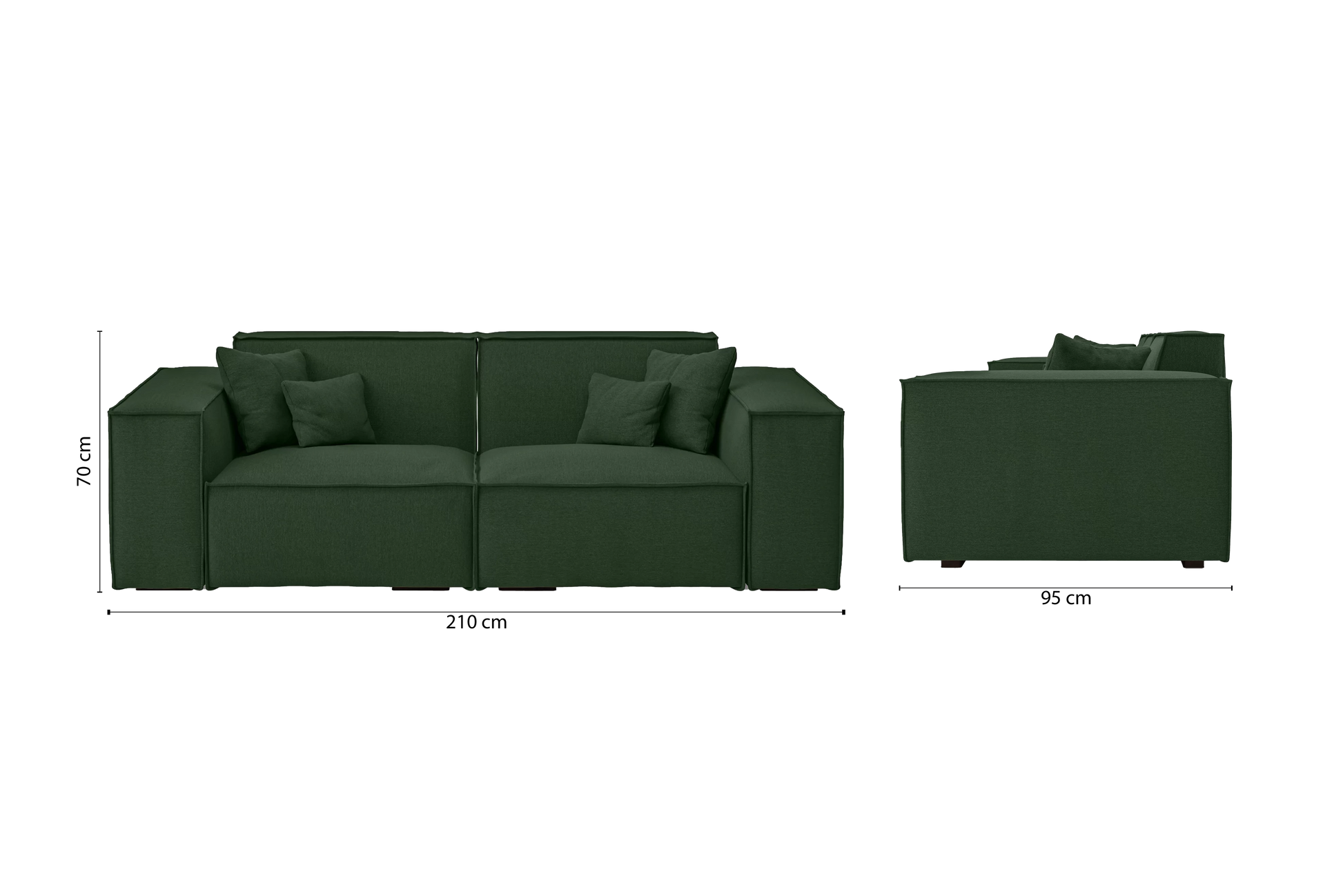 Naples 2 Seater Sofa Forest Green Linen Fabric