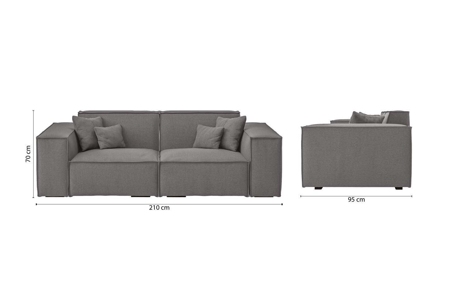 Naples 2 Seater Sofa Grey Linen Fabric