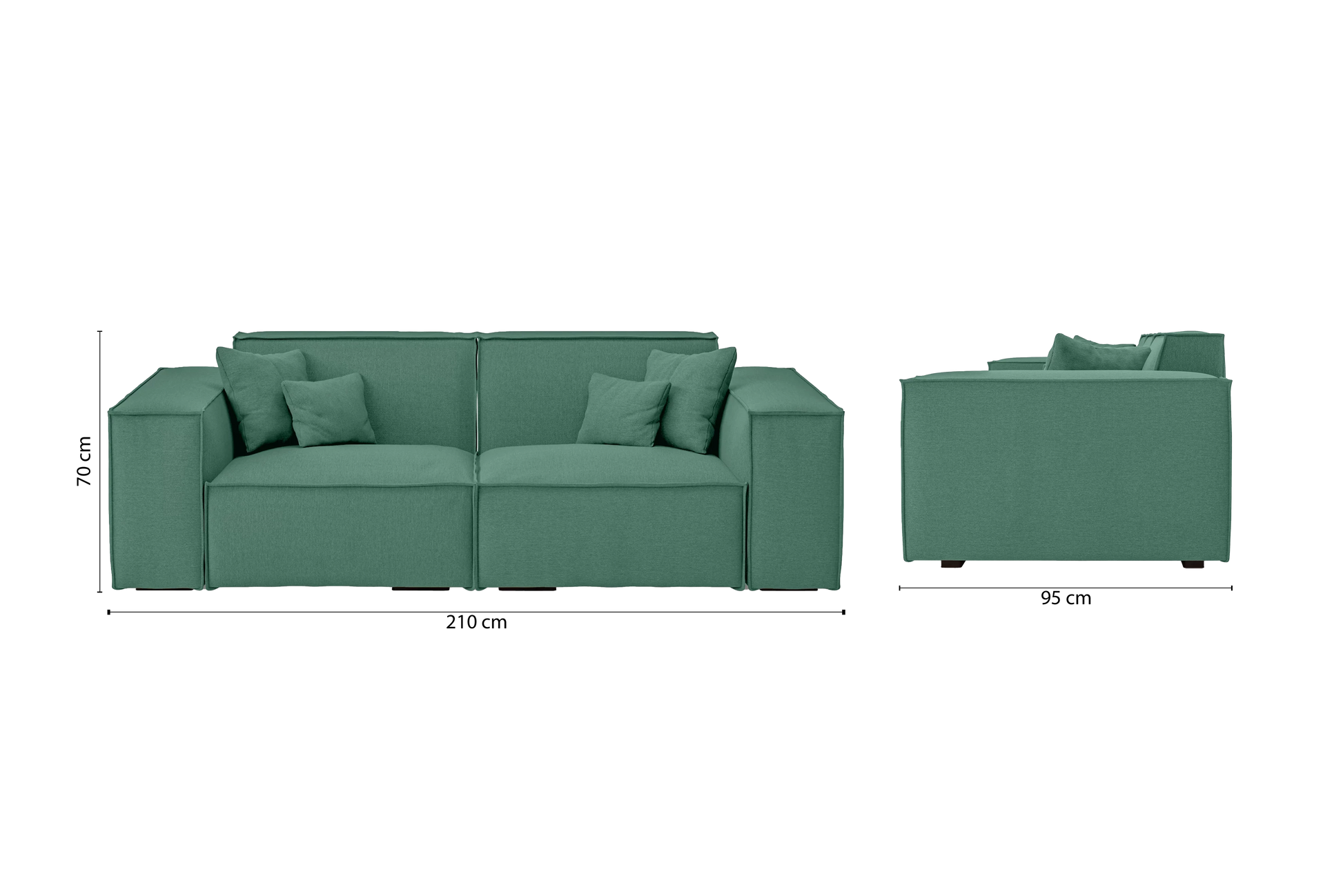 Naples 2 Seater Sofa Mint Green Linen Fabric