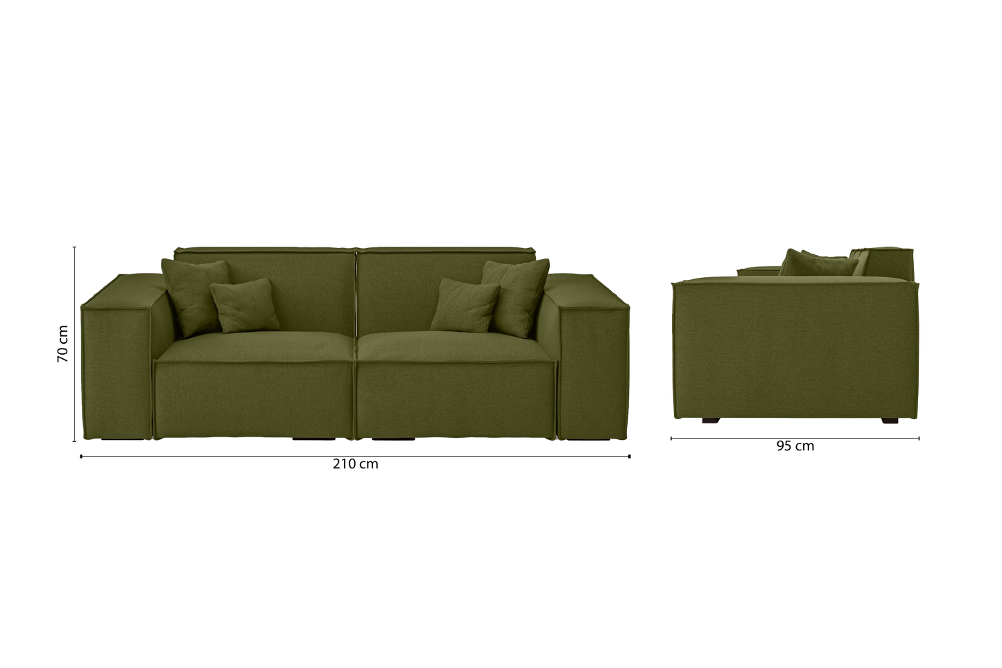 Naples 2 Seater Sofa Olive Linen Fabric