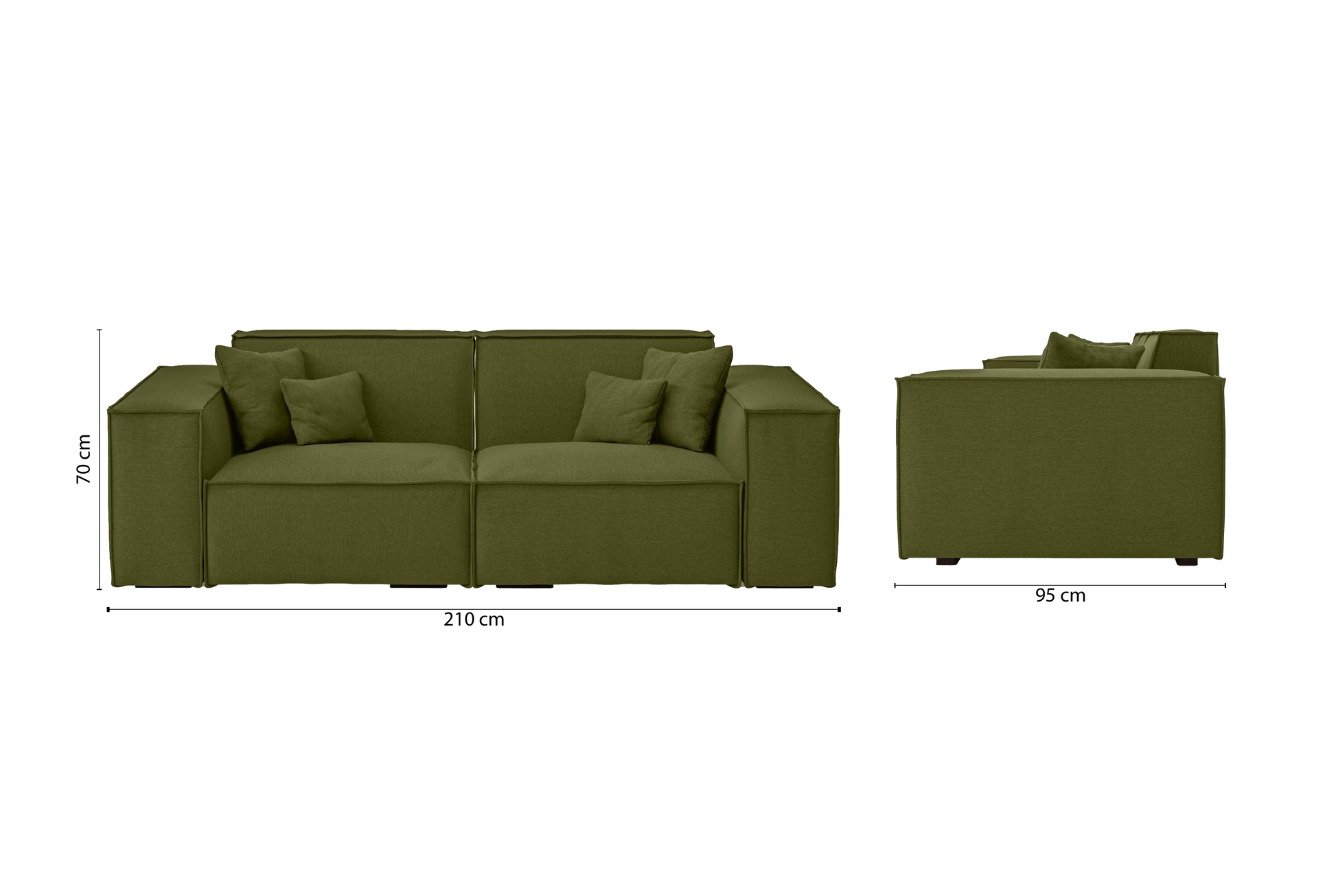 Naples 2 Seater Sofa Olive Linen Fabric