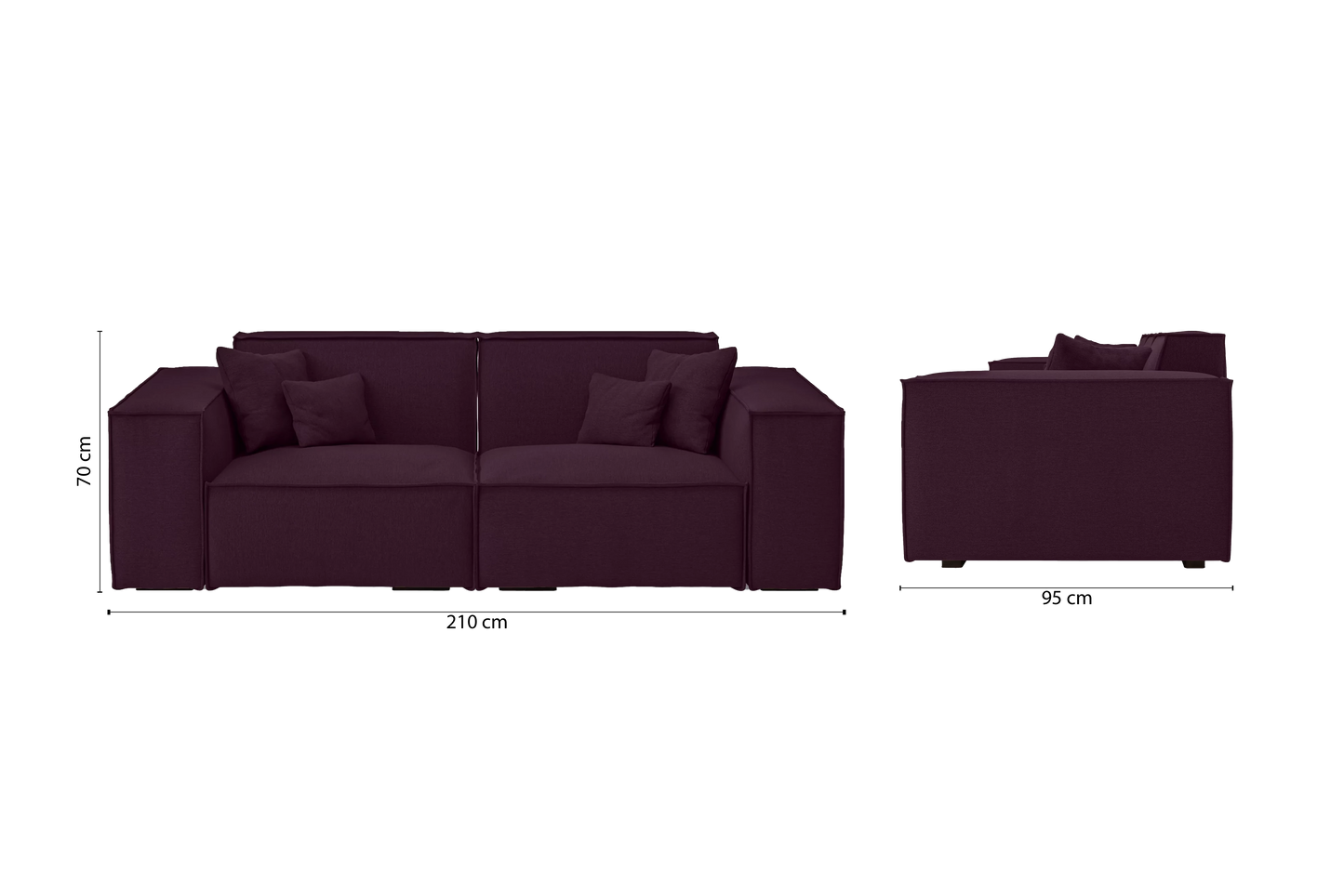 Naples 2 Seater Sofa Purple Linen Fabric