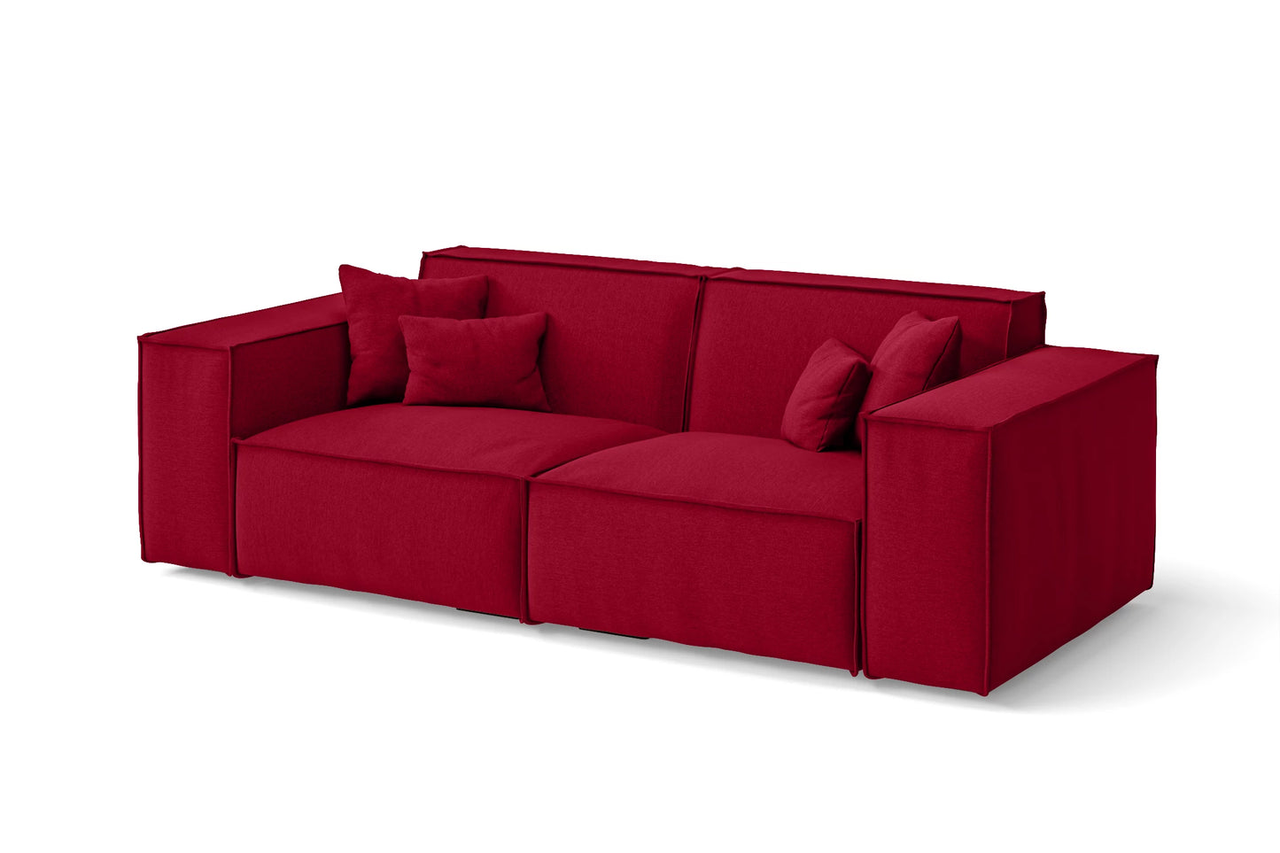 Naples 2 Seater Sofa Red Linen Fabric