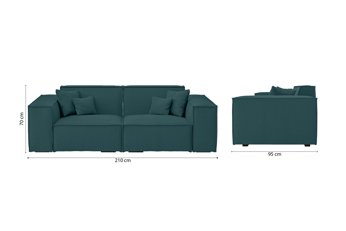 Naples 2 Seater Sofa Teal Linen Fabric