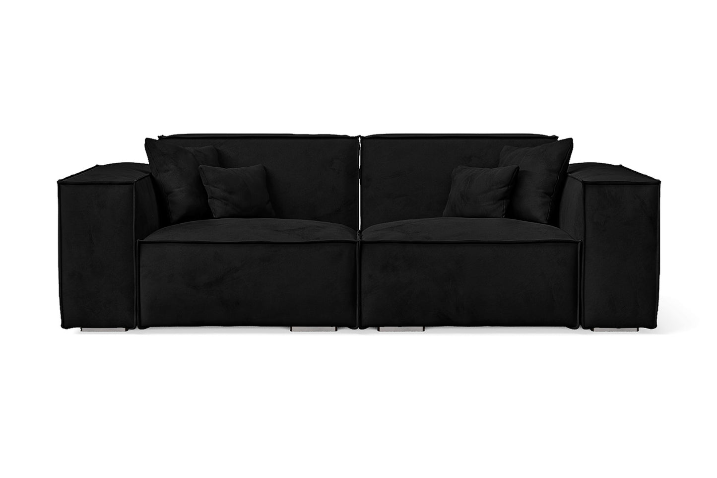 Naples 2 Seater Sofa Black Velvet