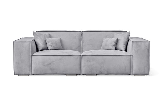 Naples 2 Seater Sofa Silver Velvet