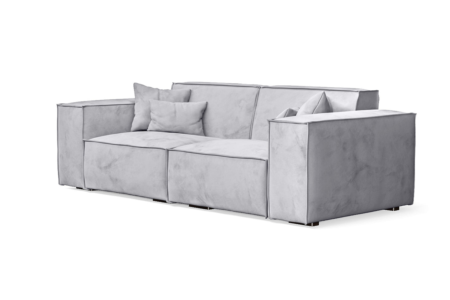 Naples 2 Seater Sofa Silver Velvet