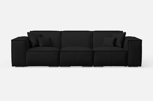 Naples 3 Seater Sofa Black Leather