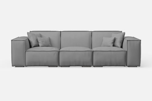 Naples 3 Seater Sofa Grey Leather