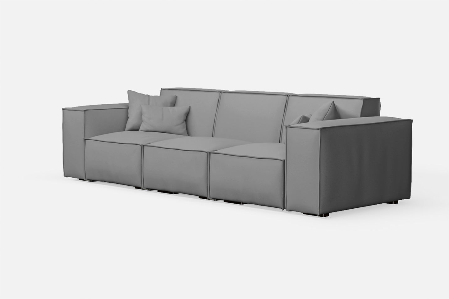 Naples 3 Seater Sofa Grey Leather