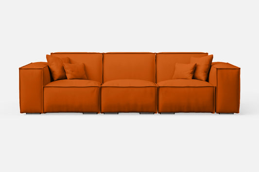 Naples 3 Seater Sofa Orange Leather