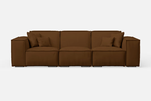 Naples 3 Seater Sofa Walnut Brown Leather