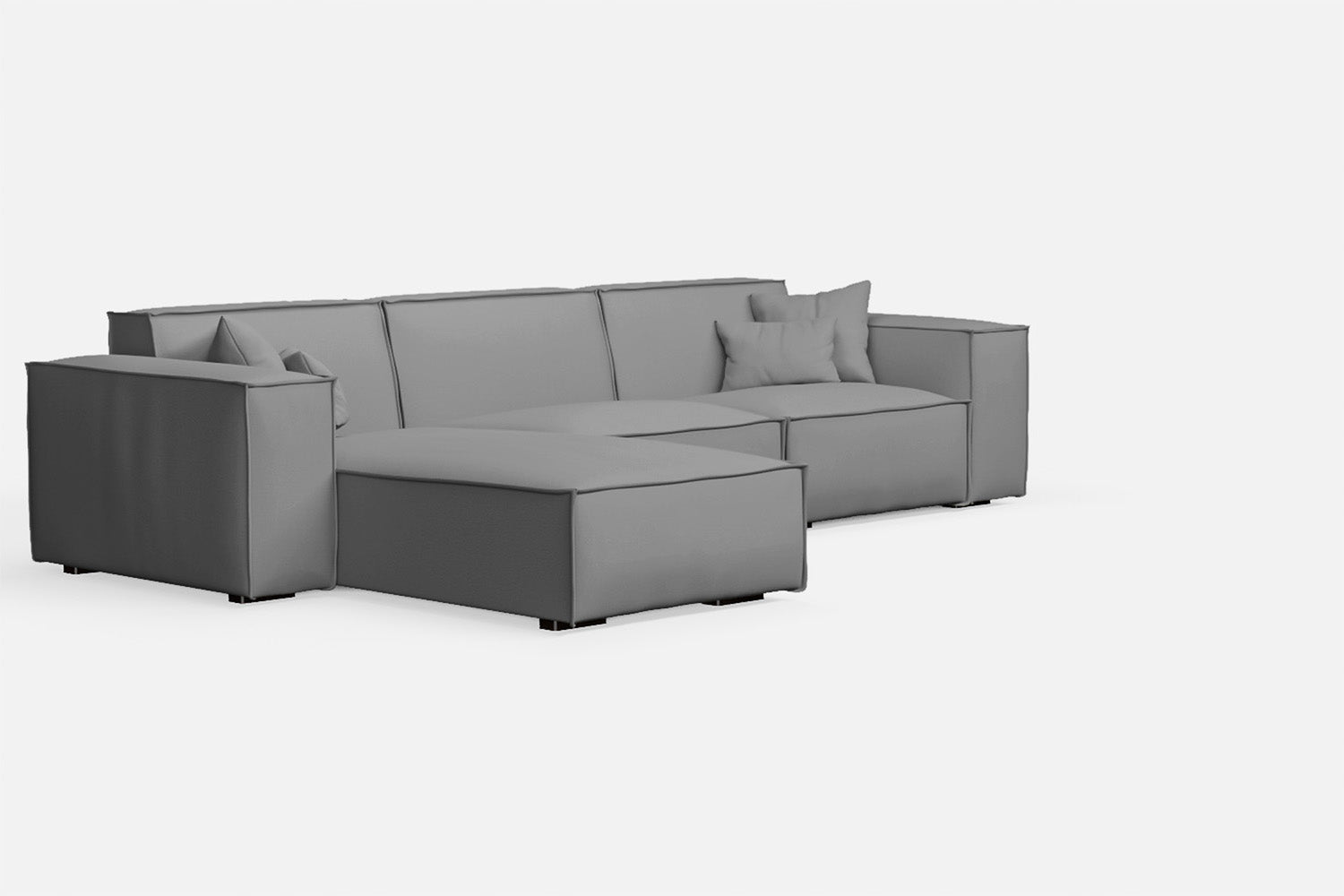 Naples 3 Seater Left Hand Facing Chaise Lounge Corner Sofa Grey Leather