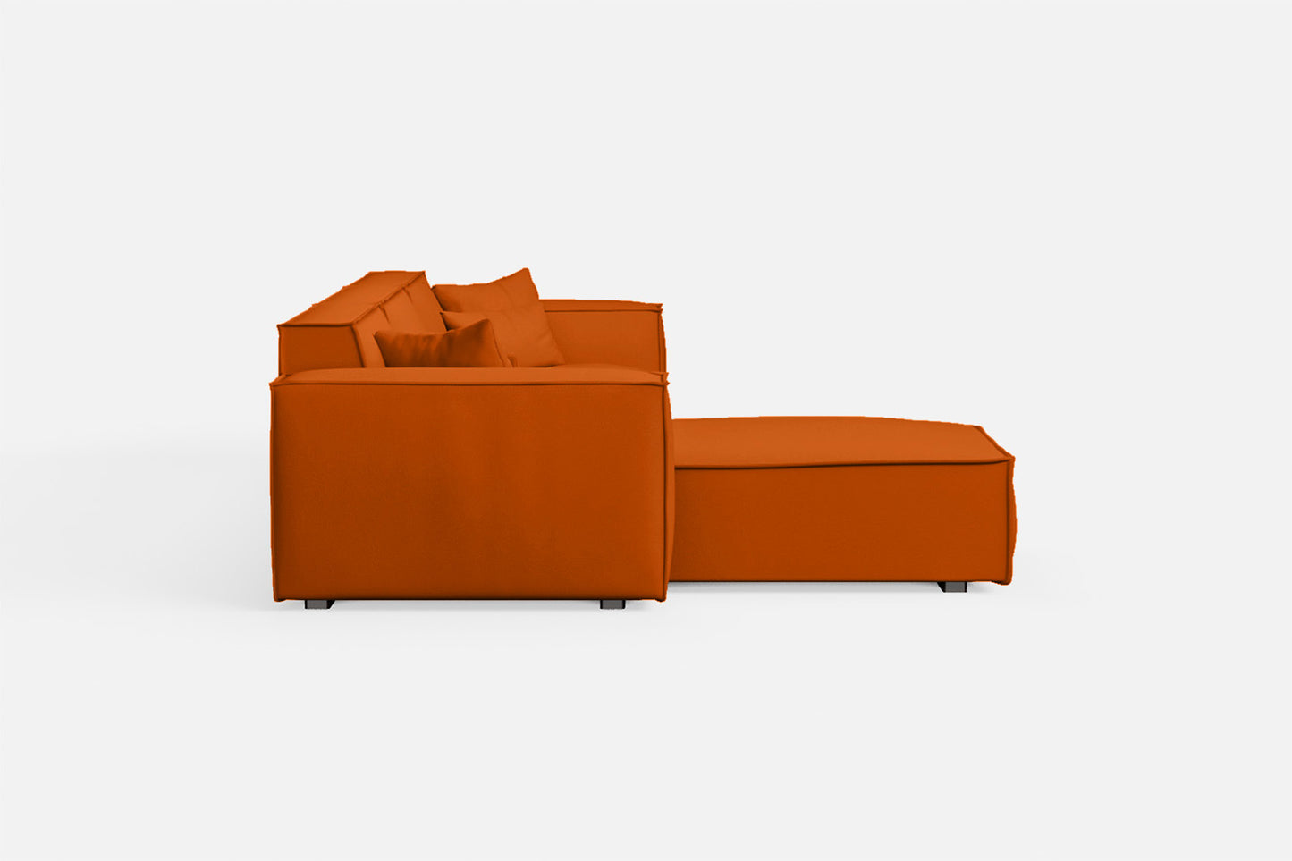 Naples 3 Seater Left Hand Facing Chaise Lounge Corner Sofa Orange Leather