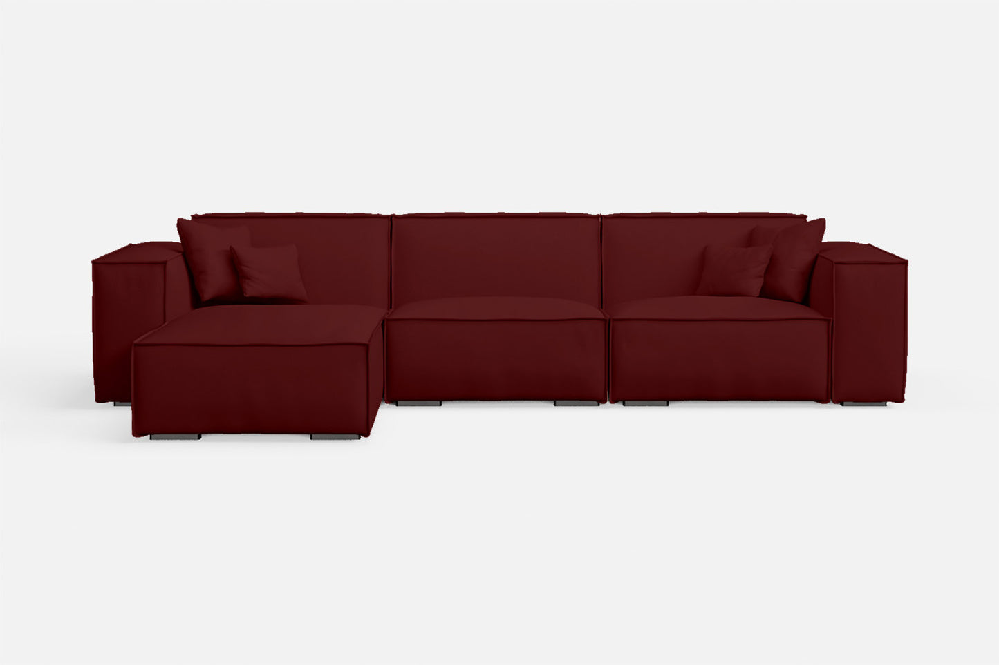 Naples 3 Seater Left Hand Facing Chaise Lounge Corner Sofa Red Leather