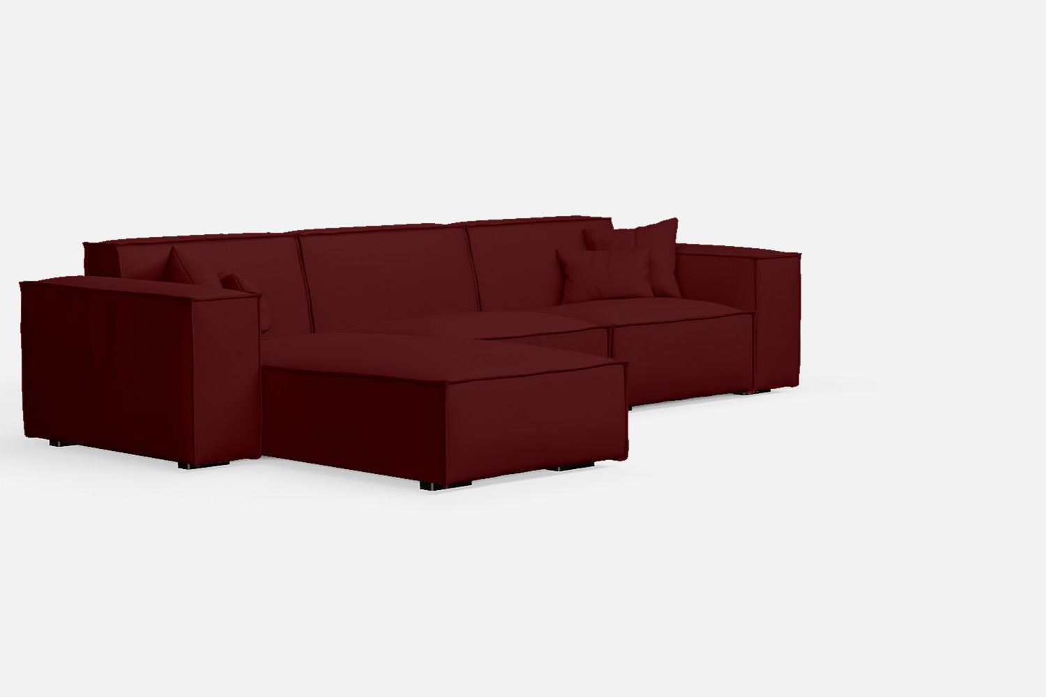 Naples 3 Seater Left Hand Facing Chaise Lounge Corner Sofa Red Leather