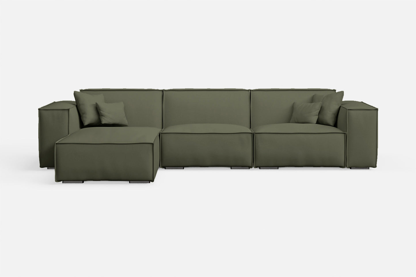 Naples 3 Seater Left Hand Facing Chaise Lounge Corner Sofa Sage Leather