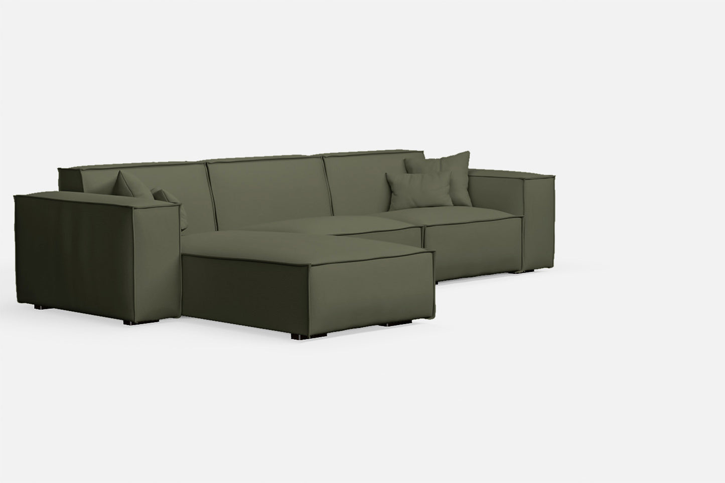 Naples 3 Seater Left Hand Facing Chaise Lounge Corner Sofa Sage Leather