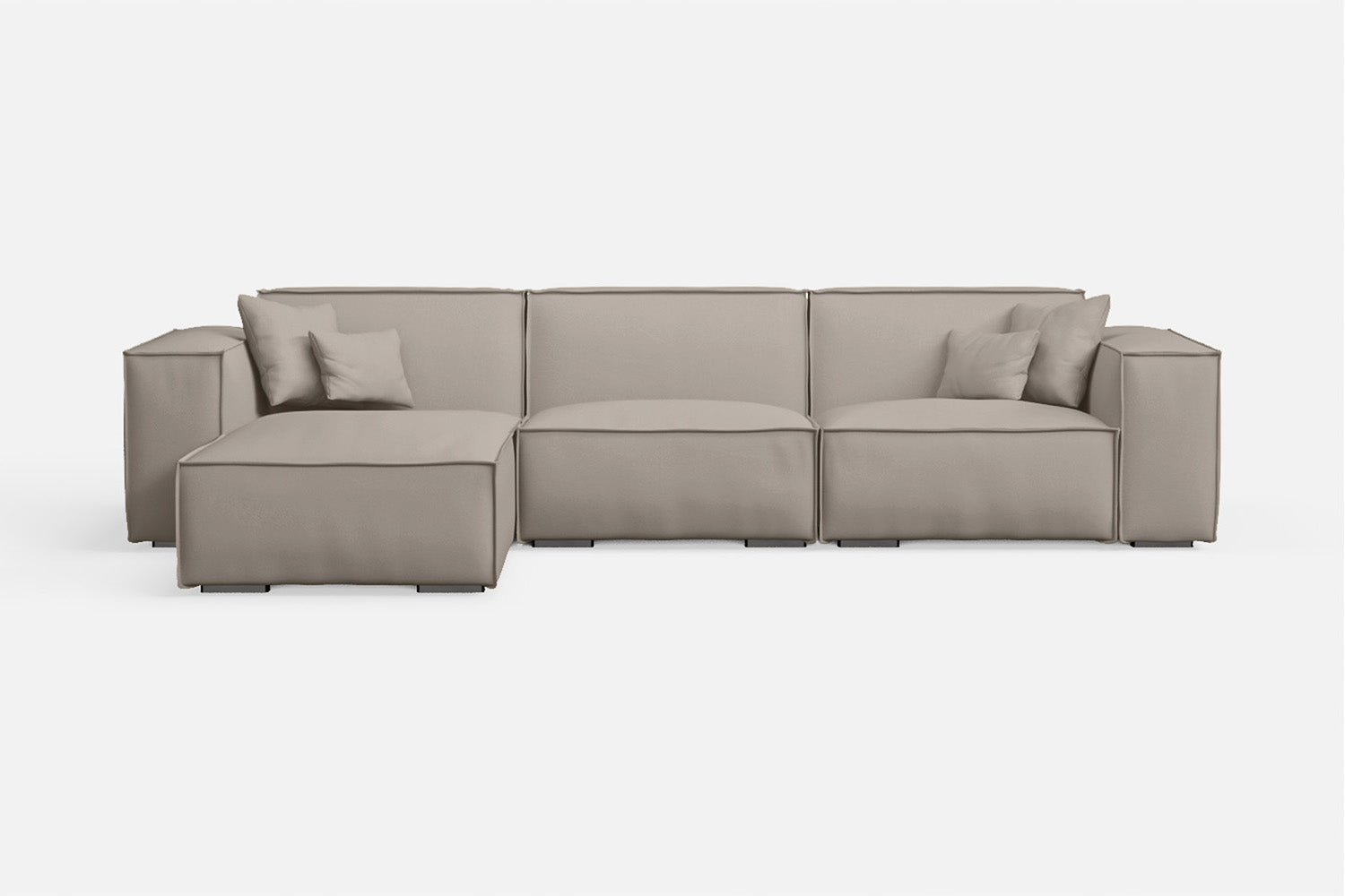 Naples 3 Seater Left Hand Facing Chaise Lounge Corner Sofa Sand Leather