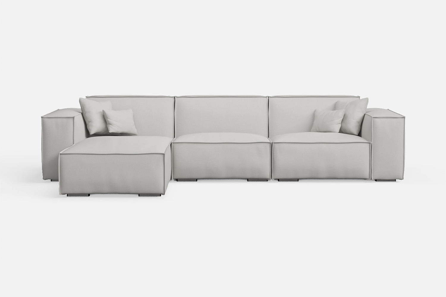 Naples 3 Seater Left Hand Facing Chaise Lounge Corner Sofa White Leather