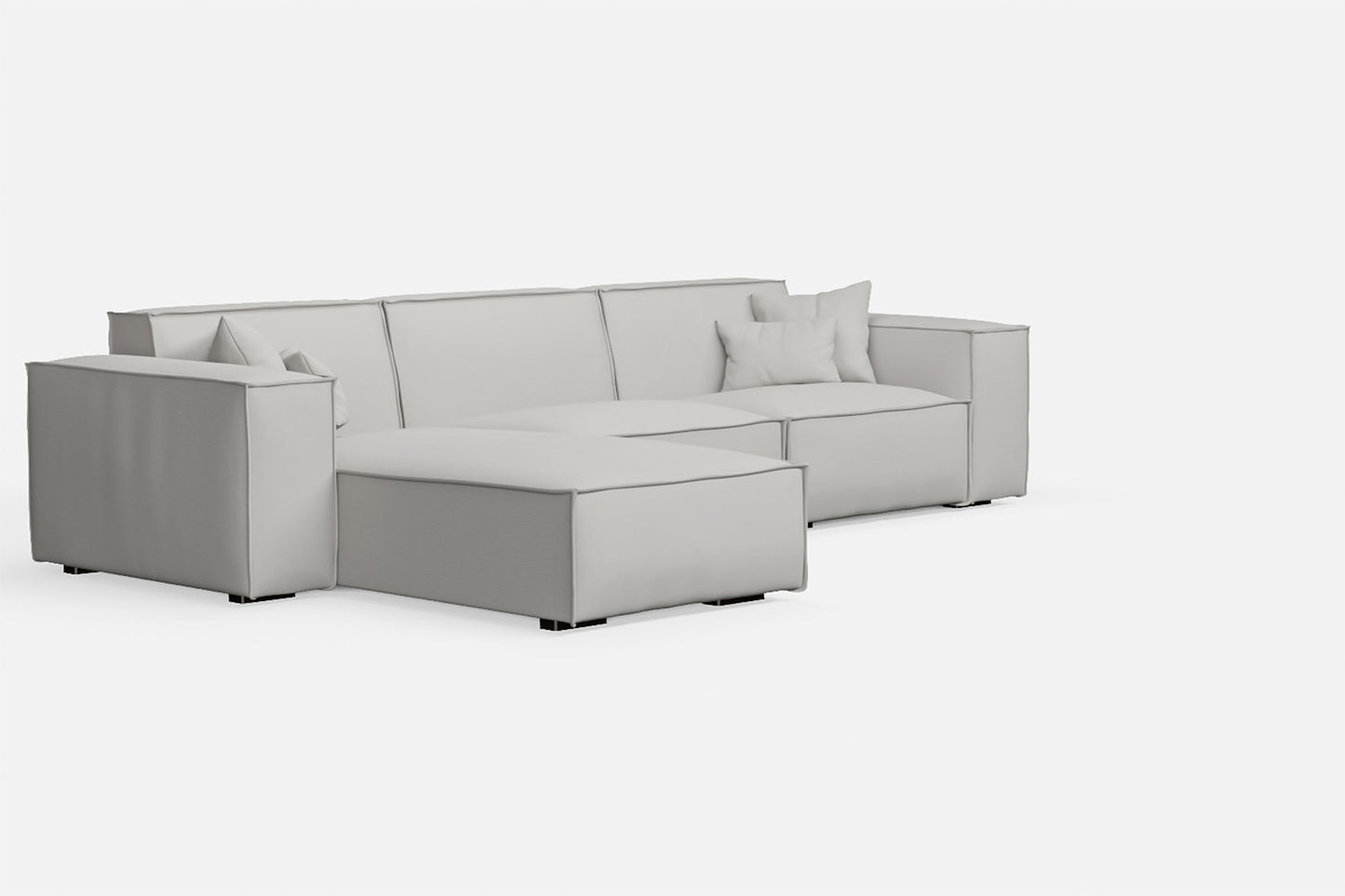 Naples 3 Seater Left Hand Facing Chaise Lounge Corner Sofa White Leather