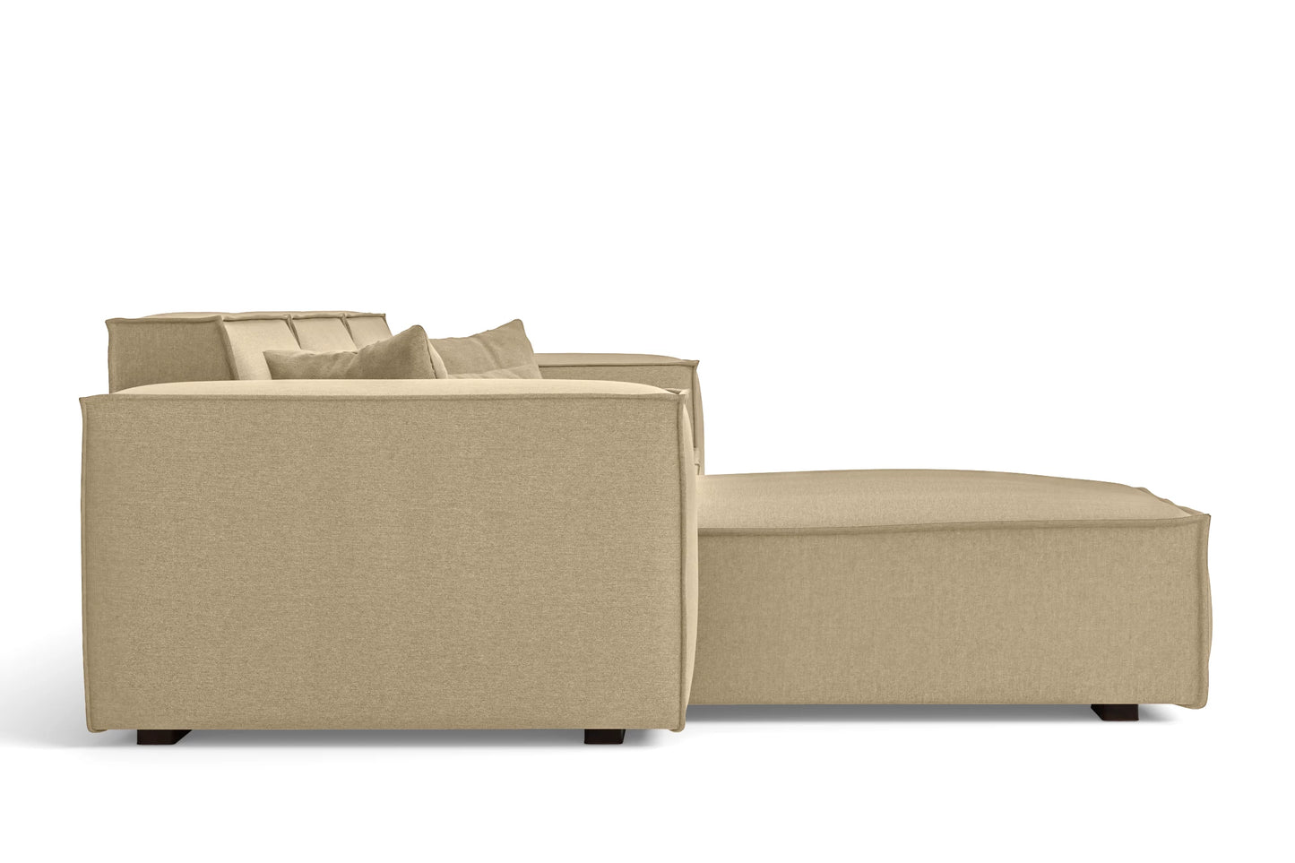 Naples 3 Seater Left Hand Facing Chaise Lounge Corner Sofa Beige Linen Fabric