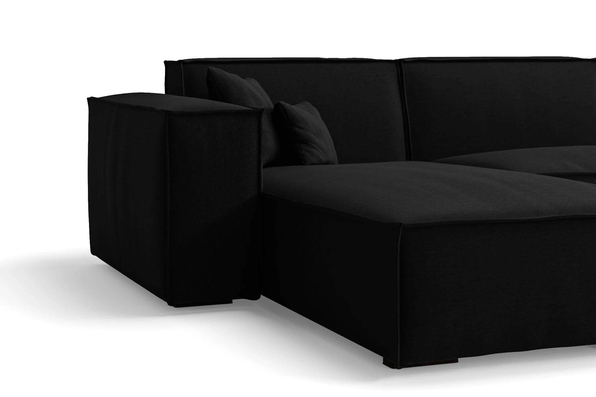 Naples 3 Seater Left Hand Facing Chaise Lounge Corner Sofa Black Linen Fabric