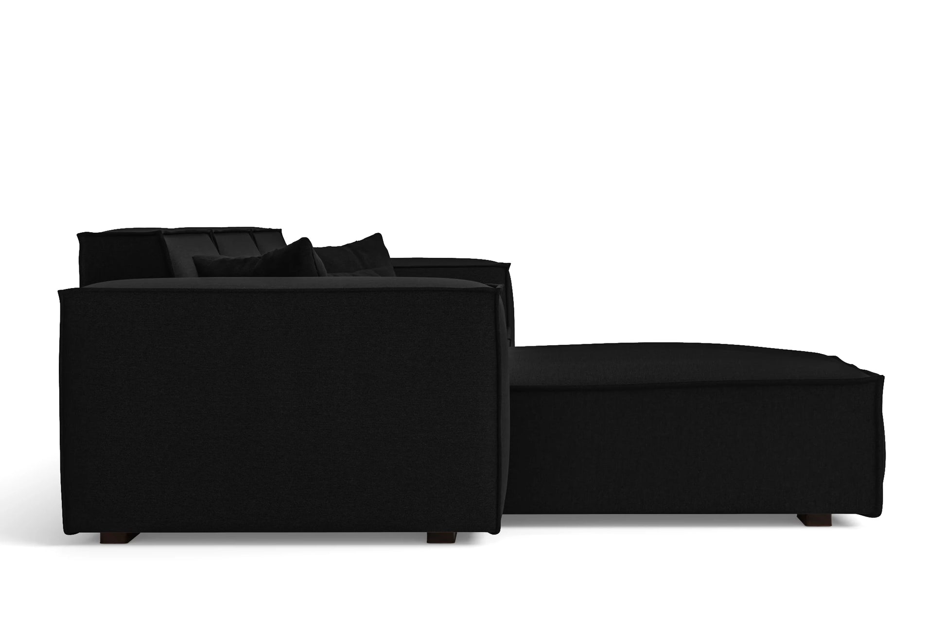 Naples 3 Seater Left Hand Facing Chaise Lounge Corner Sofa Black Linen Fabric